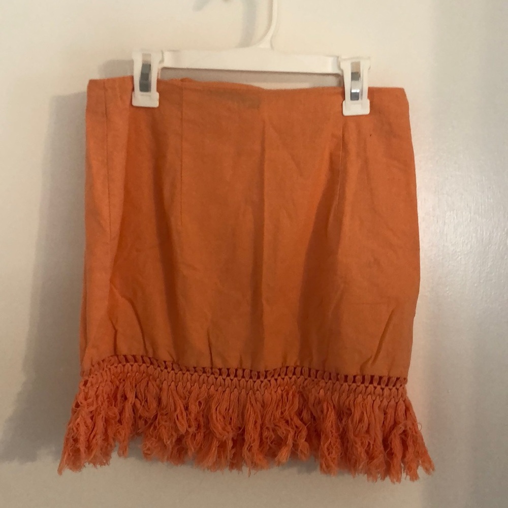 Boohoo Light Orange Fringe Skirt
